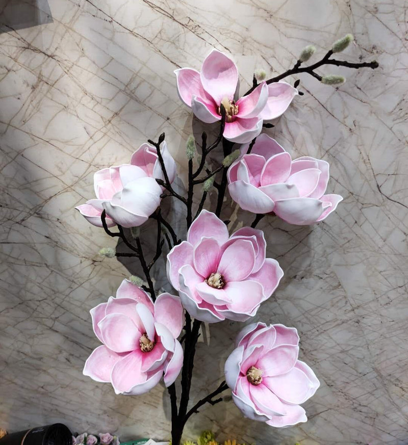 Bulk Extra Long Stems 50" Magnolia Stems Artificial Flowers for Tall Vases Wholesale