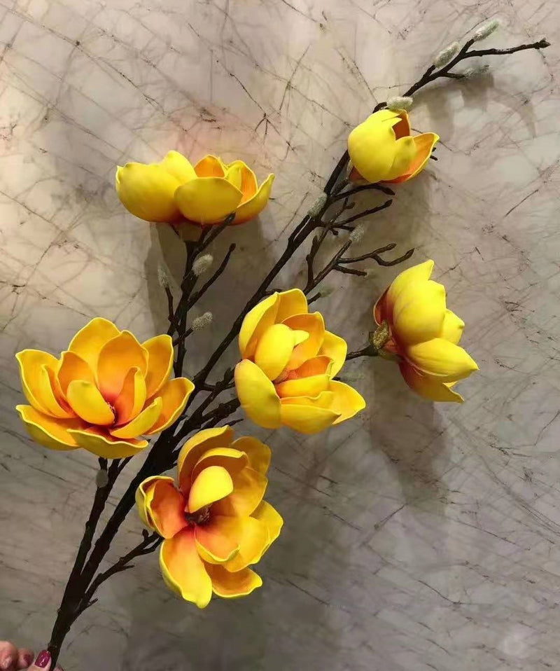 Bulk Extra Long Stems 50" Magnolia Stems Artificial Flowers for Tall Vases Wholesale