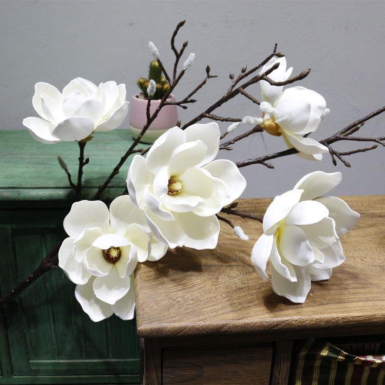 Bulk Extra Long Stems 50" Magnolia Stems Artificial Flowers for Tall Vases Wholesale