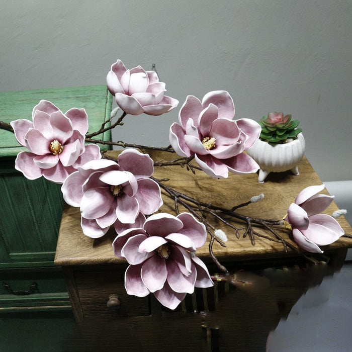 Bulk Extra Long Stems 50" Magnolia Stems Artificial Flowers for Tall Vases Wholesale