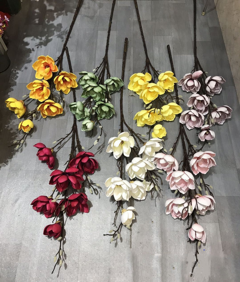 Bulk Extra Long Stems 50" Magnolia Stems Artificial Flowers for Tall Vases Wholesale