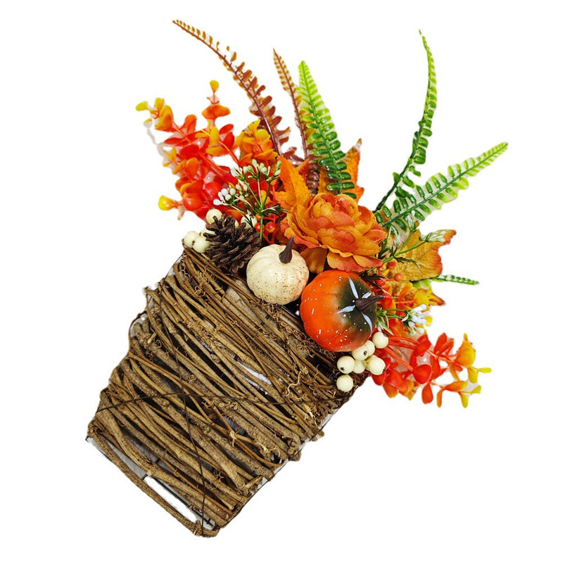 Bulk Fall Artificial Maple Leaf Pumpkin Door Hanger Basket Wreath Harvest Thanksgiving Ornament for Front Door Porch Farmhouse Decor Wholesale