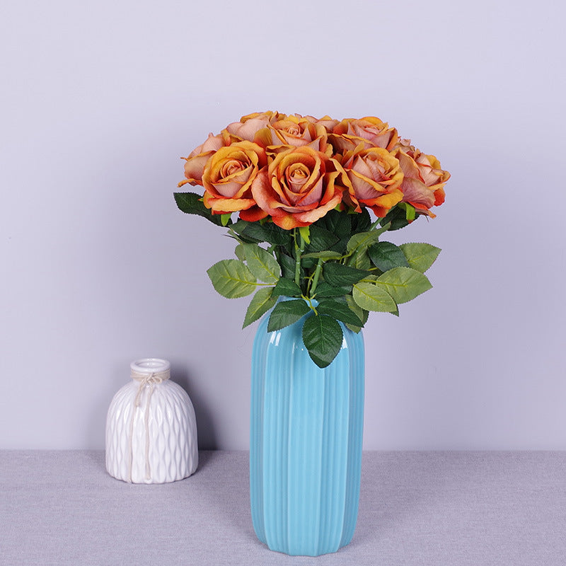 Lot de 10 bouquets de roses artificielles en flanelle bionique, liquidation en vrac, pour arrangement, fête de mariage, décoration de la maison, vente en gros 