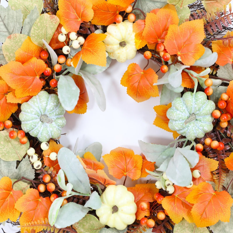 Bulk Fall Pumpkin Maple Leaf Wreath Artificial Plant Wreath Thanksgiving Day Harvest Festival Party Decor Wholesale