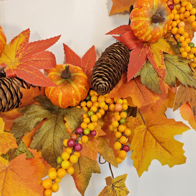 Bulk Fall Pumpkin Pine Cone Maple Leaf Wreath Artificial Wreath Thanksgiving Day Harvest Festival Party Decor Wholesale