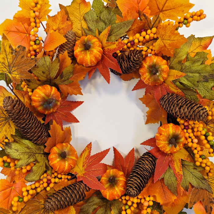 Bulk Fall Pumpkin Pine Cone Maple Leaf Wreath Artificial Wreath Thanksgiving Day Harvest Festival Party Decor Wholesale