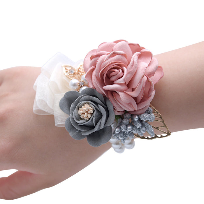 Bulk Fall Wedding Camellia Corsage Bracelet Wholesale