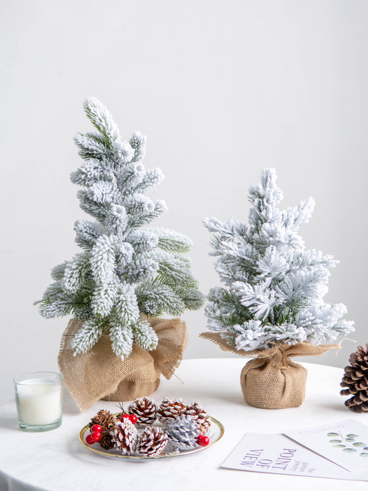 Arbre de Noël artificiel de table floqué en vrac, sapin de neige artificiel, décoration de vacances de Noël en gros 