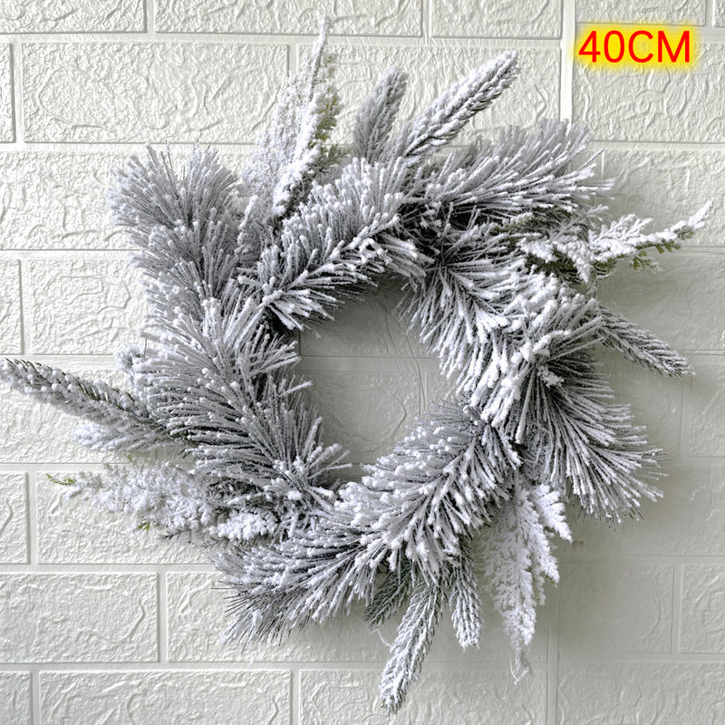 Bulk Flocked Wreaths Artificial Pine Vine Cedar Garland Christmas Decorations for Doors Fireplace Wholesale