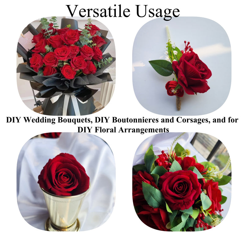 Bulk Gift Box Luxury Velvet Rose Flowers with Stems and Heads for Stunning Wedding DIY Crafts Wholesale