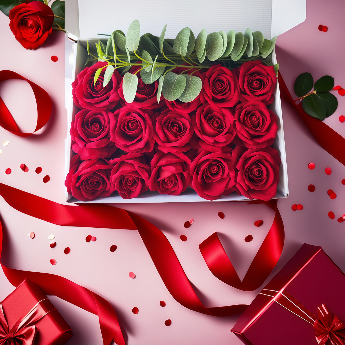 Bulk Gift Box Luxury Velvet Rose Flowers with Stems and Heads for Stun ...