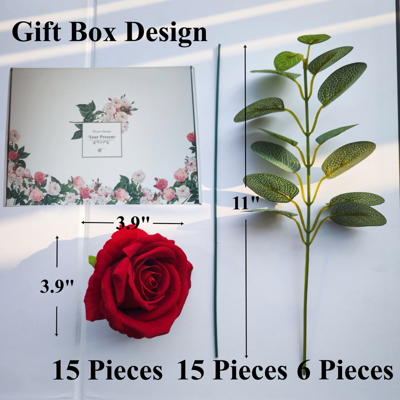 Bulk Gift Box Luxury Velvet Rose Flowers with Stems and Heads for Stunning Wedding DIY Crafts Wholesale