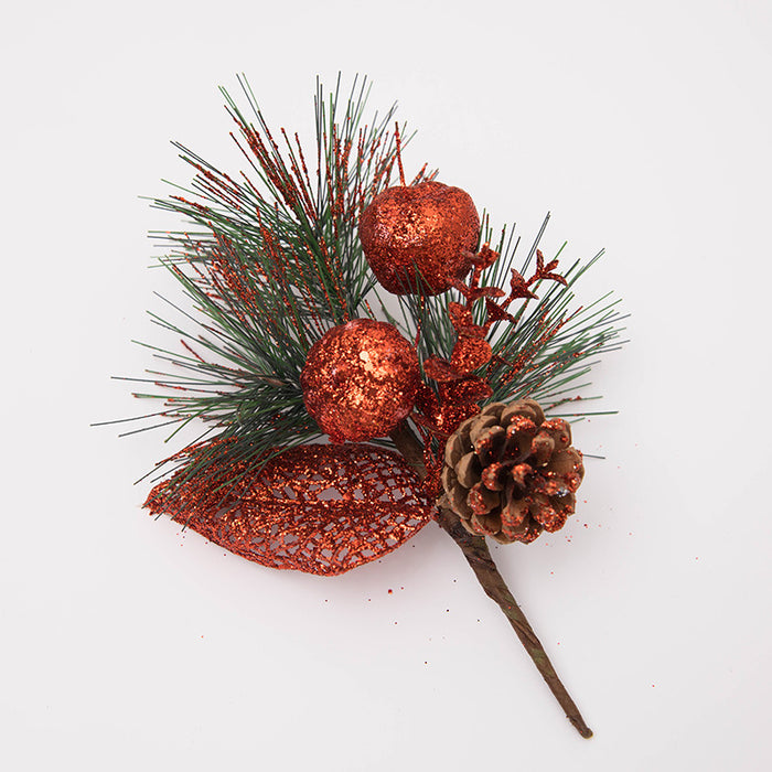 Bulk Glitter Artificial Pine Cone Picks Christmas Berry Stems