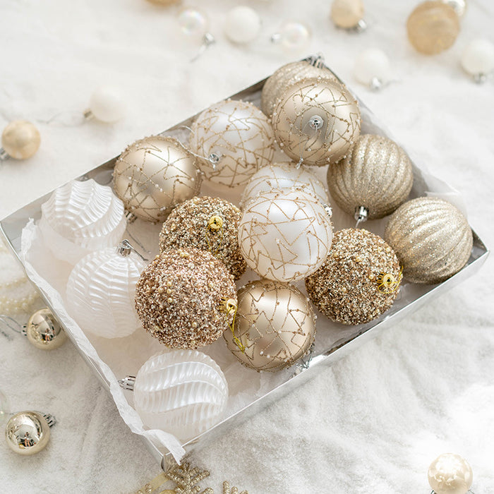 Bulk Glitter Champagne Christmas Balls Set Hanging Ornaments for Christmas Tree Home Decor Wholesale