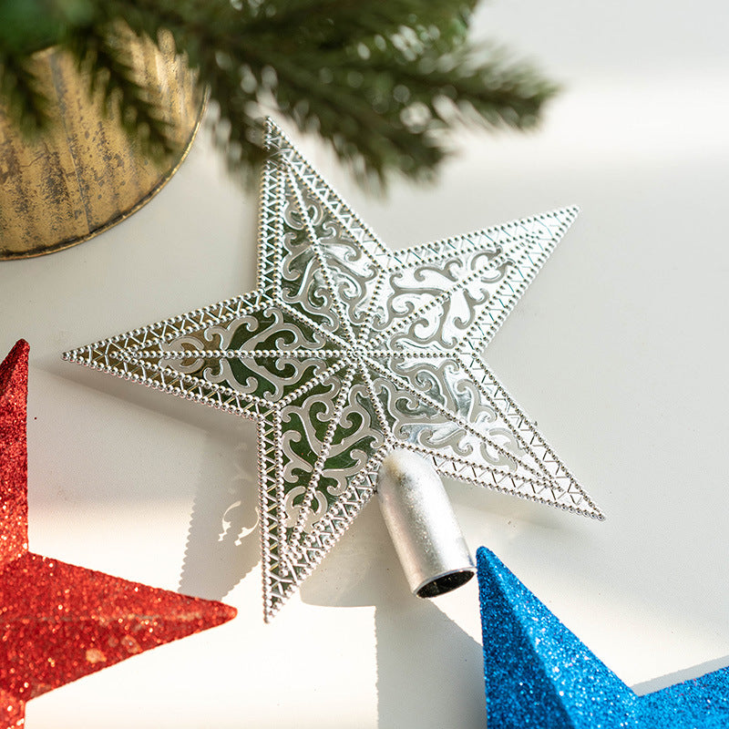 Bulk Glitter Star Christmas Tree Topper Holiday Ornament for Indoor Office New Year Decor Wholesale