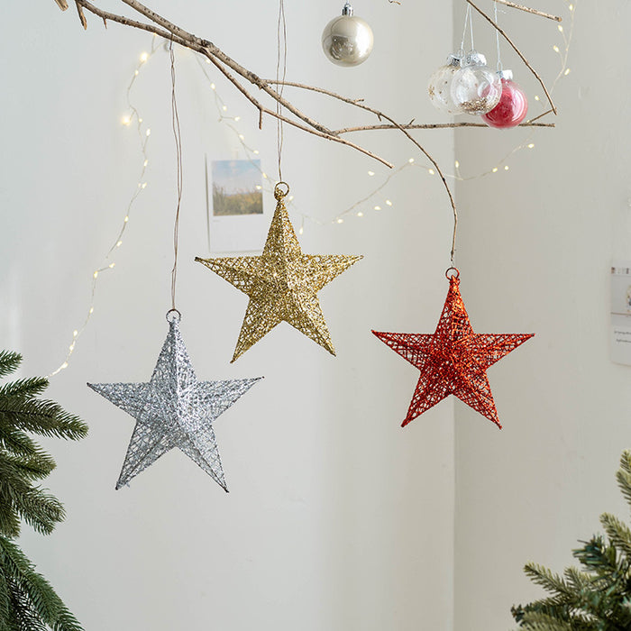 Bulk Glitter Stars Pendant Hanging Ornaments Christmas Tree Decorations for Holiday Party Wholesale