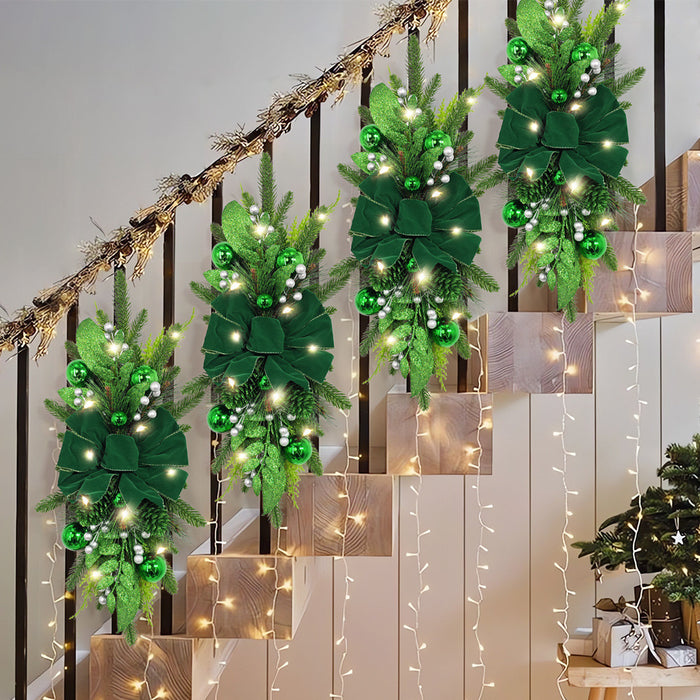 Bulk Green Christmas Swag Teardrop Swag Christmas Garland for Stairs Door Fireplace Window Artificial Plant Wreath Home Decor Wholesale