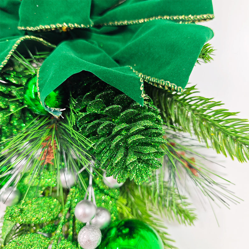 A granel preiluminado Artificial Navidad Swag decoración verde Navidad Swag invierno pino agujas decoración al por mayor 