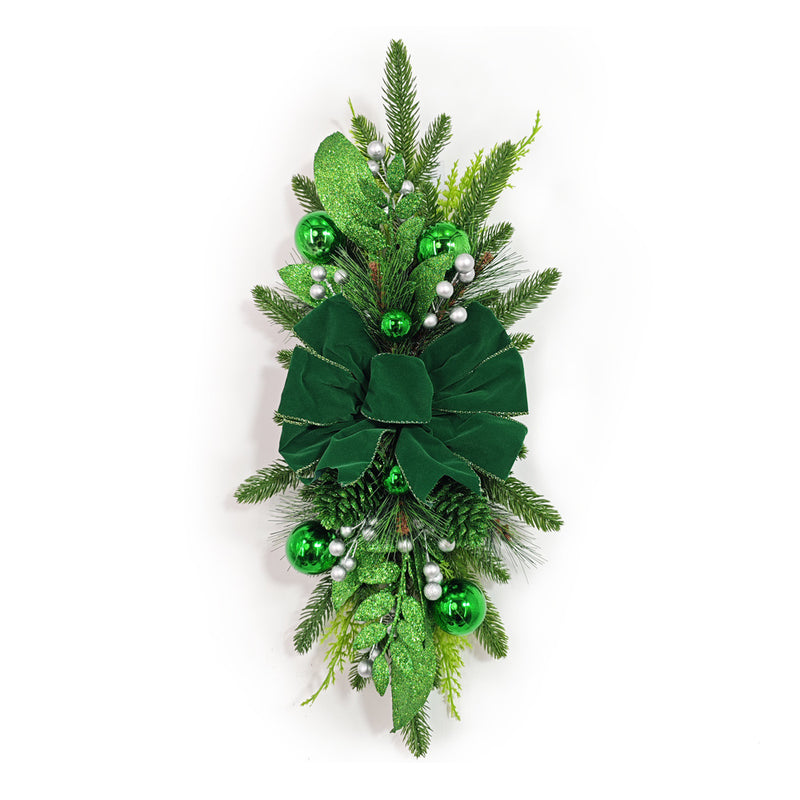A granel preiluminado Artificial Navidad Swag decoración verde Navidad Swag invierno pino agujas decoración al por mayor 
