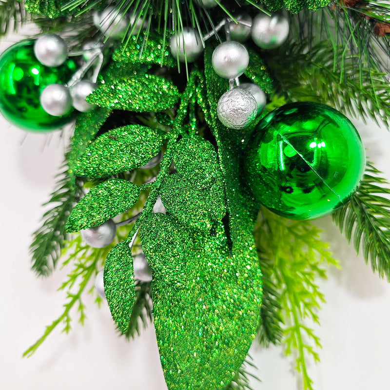 A granel preiluminado Artificial Navidad Swag decoración verde Navidad Swag invierno pino agujas decoración al por mayor 