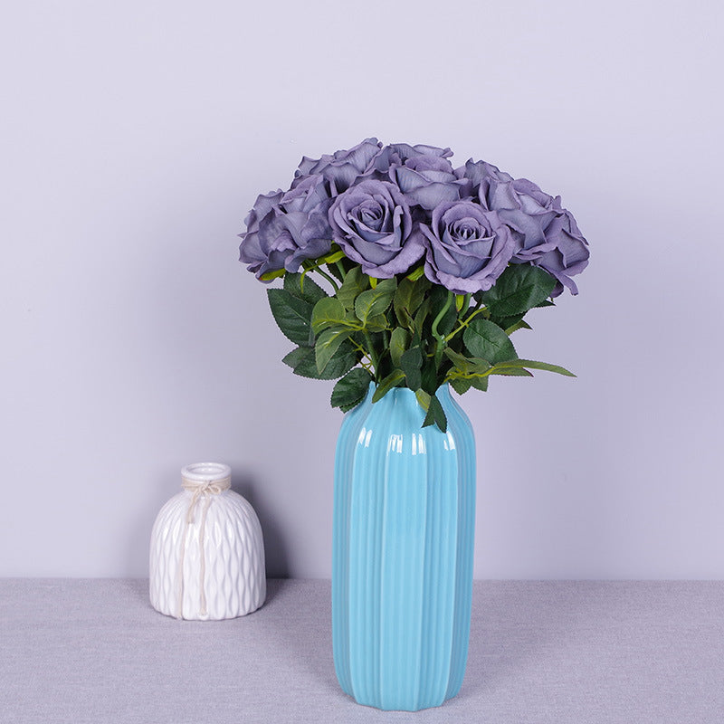 Lot de 10 bouquets de roses artificielles en flanelle bionique, liquidation en vrac, pour arrangement, fête de mariage, décoration de la maison, vente en gros 