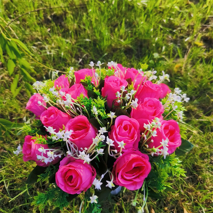 A granel, 23 colores, flores de cementerio, rosas en jarrón, flores artificiales para tumbas y arreglos conmemorativos, venta al por mayor 