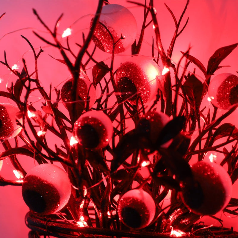 Bulk Halloween Eyeball Wall Hanging Basket for Front Door Artificial Plant Twigs Basket Glowing Decoration Wholesale