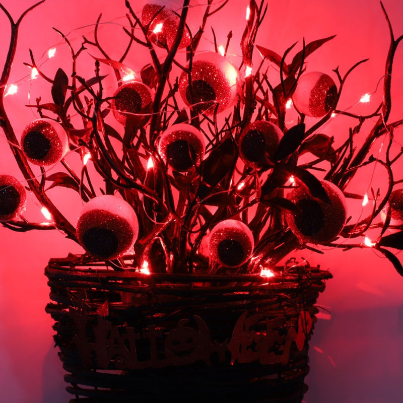 Bulk Halloween Eyeball Wall Hanging Basket for Front Door Artificial Plant Twigs Basket Glowing Decoration Wholesale