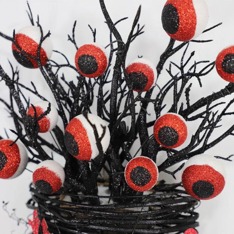 Bulk Halloween Eyeball Wall Hanging Basket for Front Door Artificial Plant Twigs Basket Glowing Decoration Wholesale