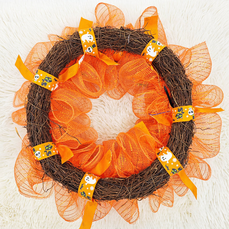 Bulk Halloween Pumpkin Smiley Face Wreath for Front Door Glowing Wreath Holiday Party Decoration Wholesale