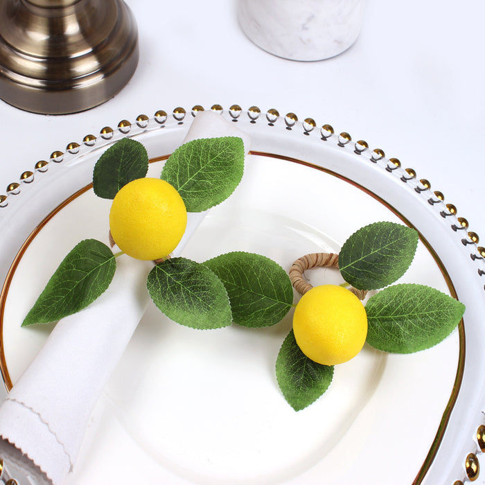 Bulk Set of 6pcs Handmade Artificial Fruits Lemon Napkin Rings Holders Wholesale
