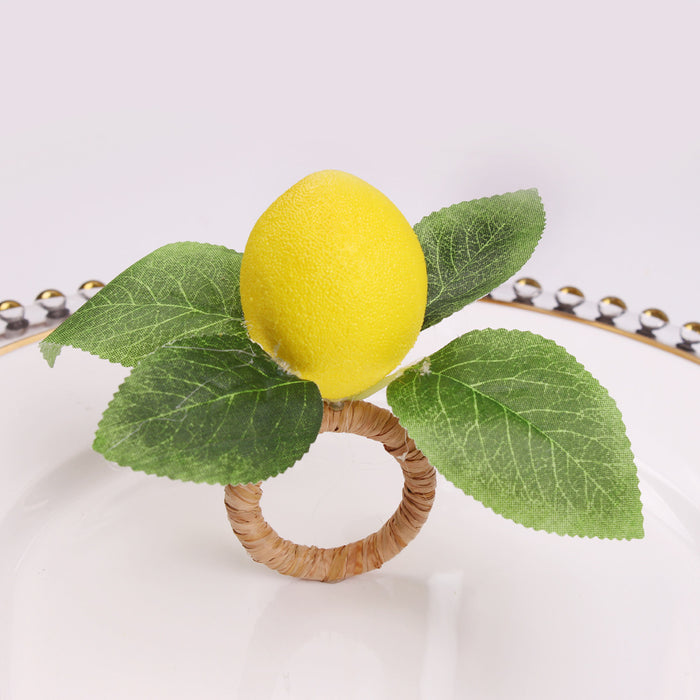 Bulk Set of 6pcs Handmade Artificial Fruits Lemon Napkin Rings Holders Wholesale