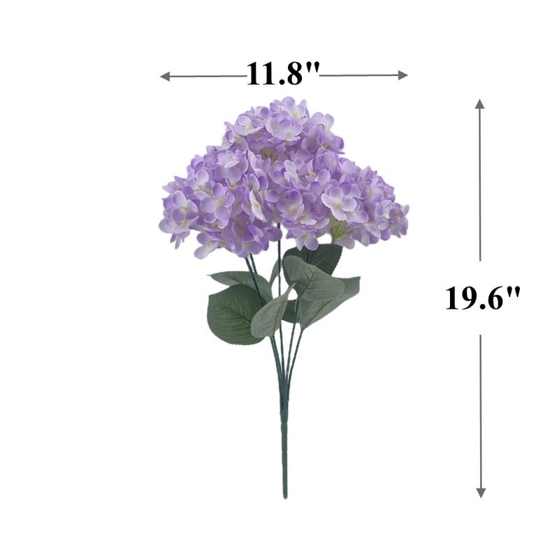 Lot de 5 hortensias artificiels en soie de 19 pouces de haut, 14 couleurs en vrac, vente en gros 