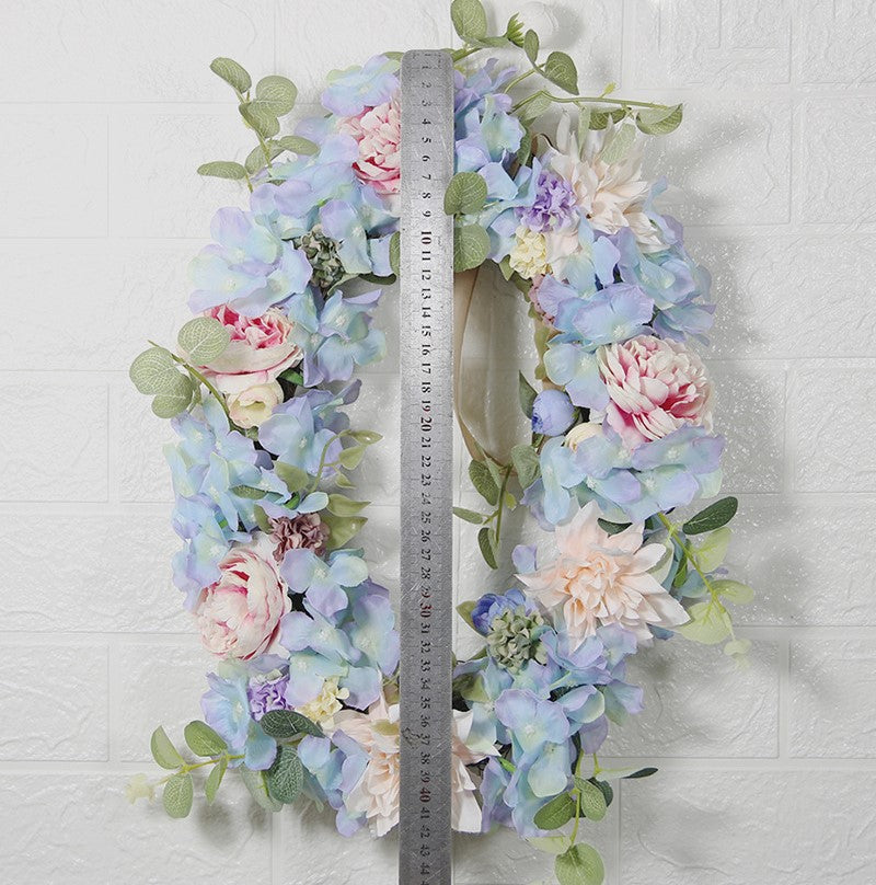 Bulk Hydrangea Peony Wreaths with Eucalyptus Silk Artificial Flower Oval Wreaths Ornament for Front Door Wall Hanging Home Decoration Wholesale
