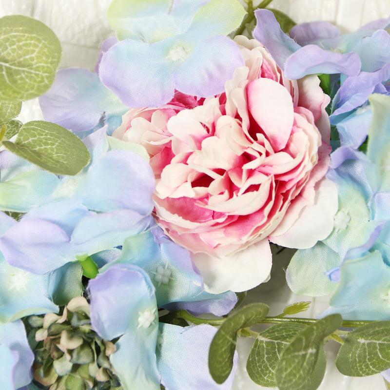 Bulk Hydrangea Peony Wreaths with Eucalyptus Silk Artificial Flower Oval Wreaths Ornament for Front Door Wall Hanging Home Decoration Wholesale