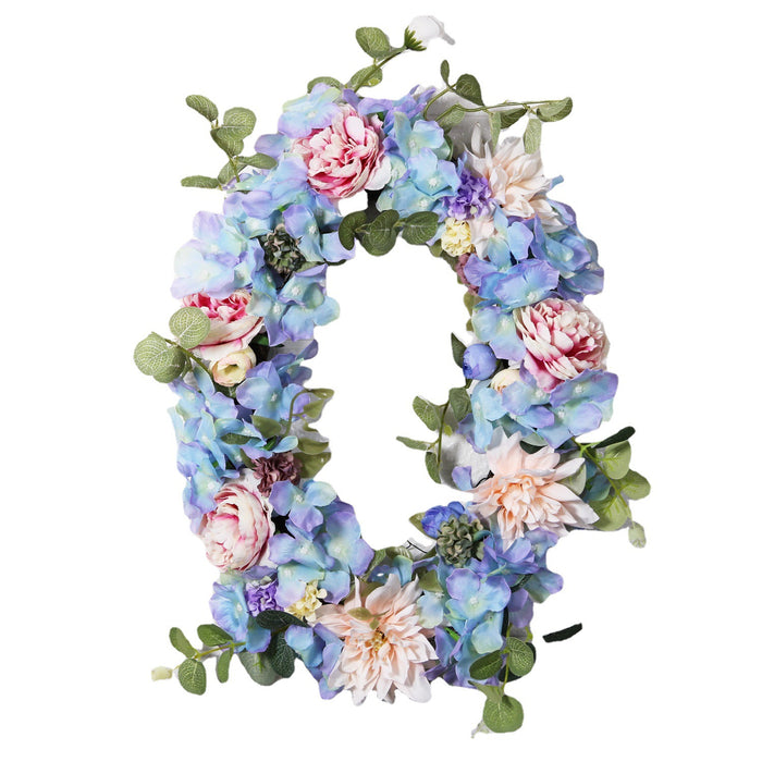Bulk Hydrangea Peony Wreaths with Eucalyptus Silk Artificial Flower Oval Wreaths Ornament for Front Door Wall Hanging Home Decoration Wholesale