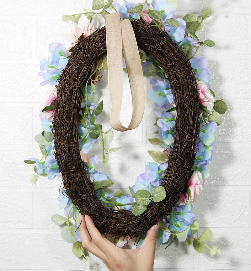 Bulk Hydrangea Peony Wreaths with Eucalyptus Silk Artificial Flower Oval Wreaths Ornament for Front Door Wall Hanging Home Decoration Wholesale