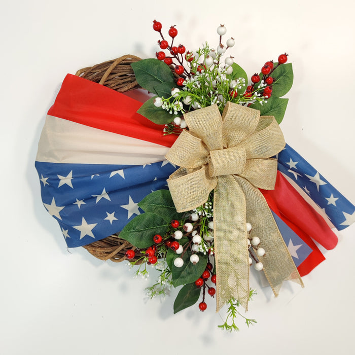 Bulk Independence Day Wreaths Artificial Berry Wreaths Ornament for Front Door Home Decoration Wholesale