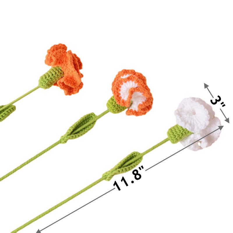 Bulk Handmade Crochet Flowers Artificial Wool Carnation for Gift Anniversary and Mothers Day Wholesale