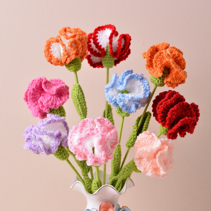 Bulk Handmade Crochet Flowers Artificial Wool Carnation for Gift Anniversary and Mothers Day Wholesale