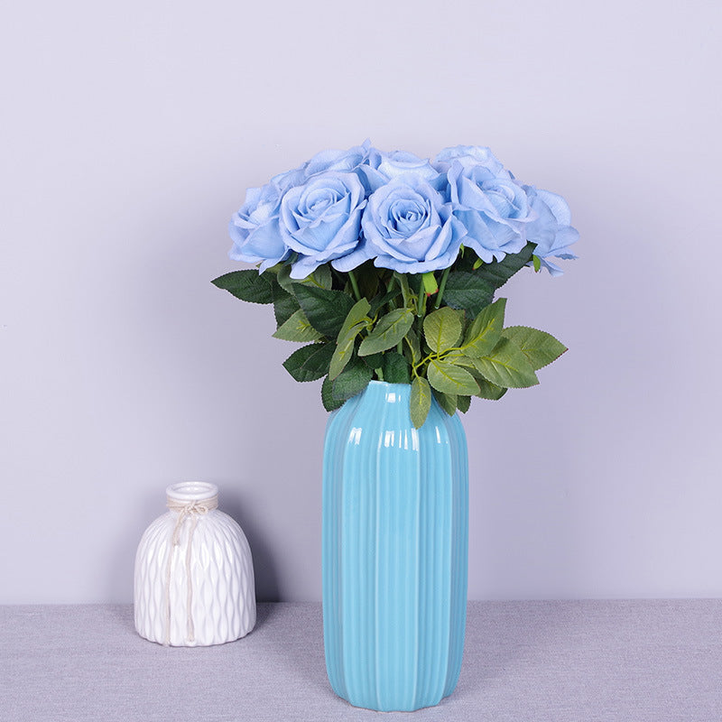 Lot de 10 bouquets de roses artificielles en flanelle bionique, liquidation en vrac, pour arrangement, fête de mariage, décoration de la maison, vente en gros 