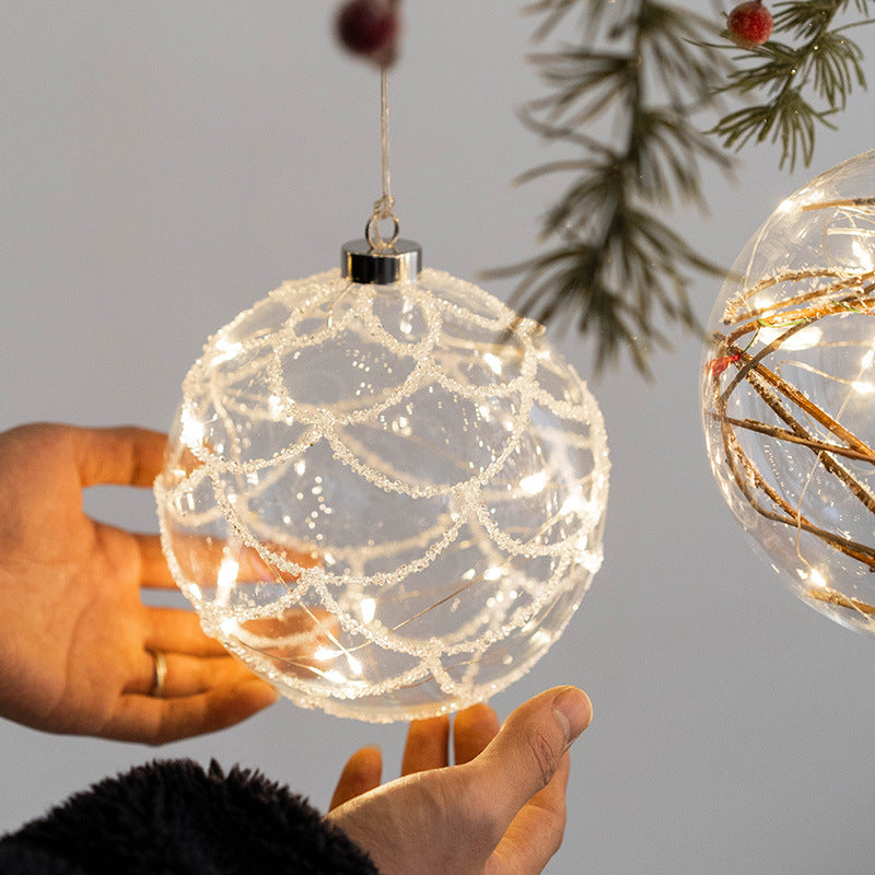 Boule de verre lumineuse de Noël en vrac, ampoule lumineuse suspendue, pendentif pour fenêtre, arbre de Noël, décoration de la maison, vente en gros
