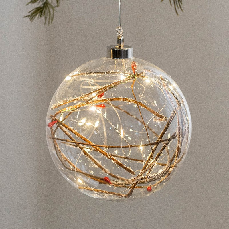 Boule de verre lumineuse de Noël en vrac, ampoule lumineuse suspendue, pendentif pour fenêtre, arbre de Noël, décoration de la maison, vente en gros