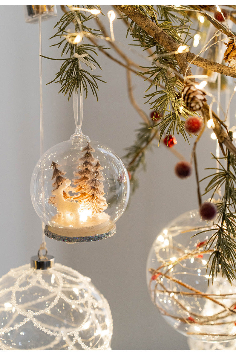 Boule de verre lumineuse de Noël en vrac, ampoule lumineuse suspendue, pendentif pour fenêtre, arbre de Noël, décoration de la maison, vente en gros
