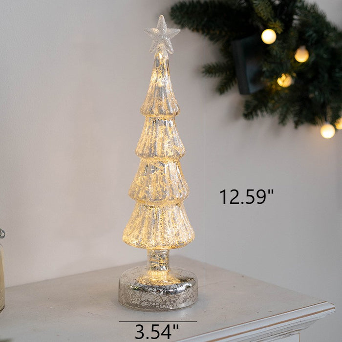 Bulk Light Up Glass Christmas Tree Tabletop Decorations Christmas Ornament Shopwindow Centerpiece Birthday Gifts Wholesale