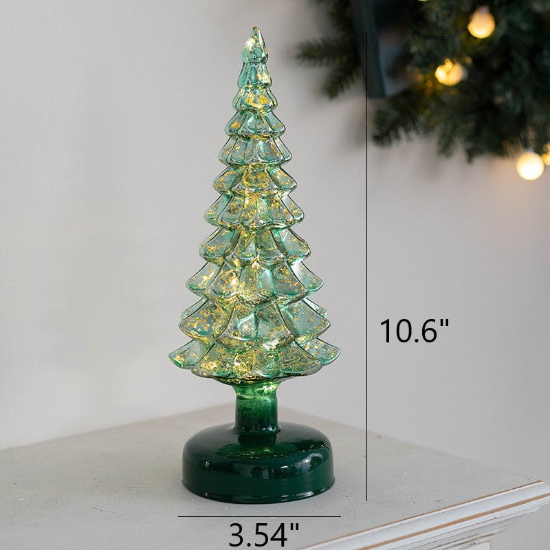 Bulk Light Up Glass Christmas Tree Tabletop Decorations Christmas Ornament Shopwindow Centerpiece Birthday Gifts Wholesale
