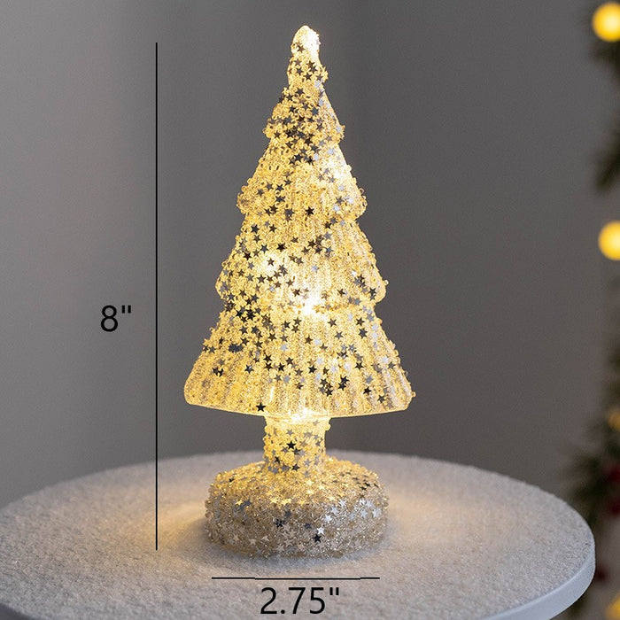 Bulk Light Up Glass Christmas Tree Tabletop Decorations Christmas Ornament Shopwindow Centerpiece Birthday Gifts Wholesale