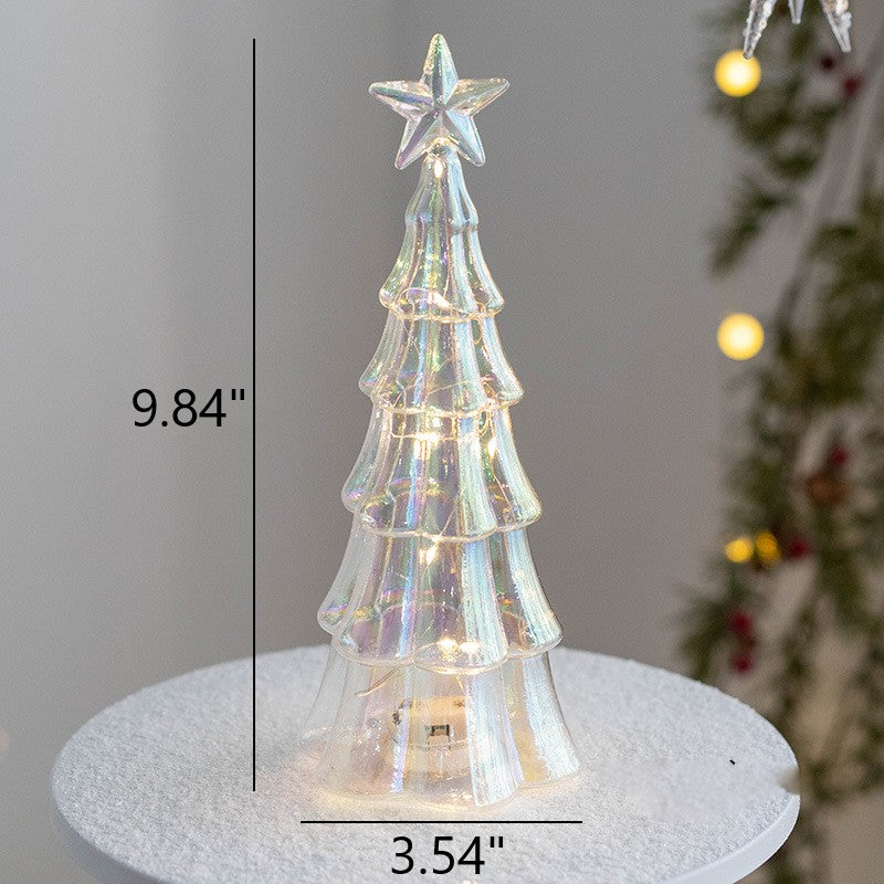 Bulk Light Up Glass Christmas Tree Tabletop Decorations Christmas Ornament Shopwindow Centerpiece Birthday Gifts Wholesale