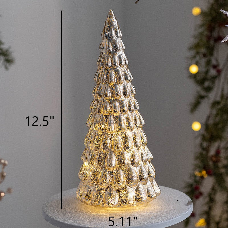 Bulk Light Up Glass Christmas Tree Tabletop Decorations Christmas Ornament Shopwindow Centerpiece Birthday Gifts Wholesale