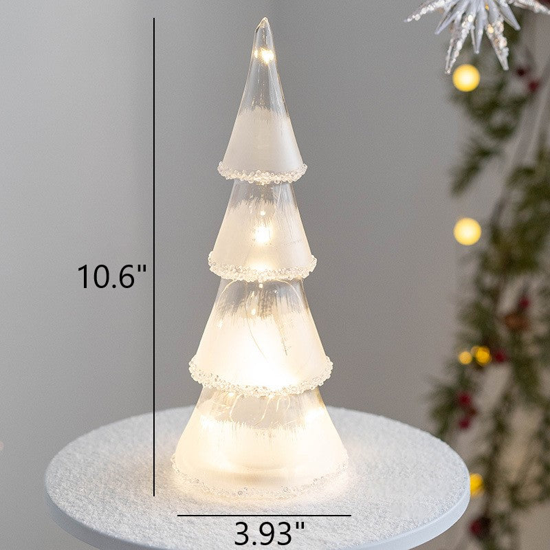 Bulk Light Up Glass Christmas Tree Tabletop Decorations Christmas Ornament Shopwindow Centerpiece Birthday Gifts Wholesale
